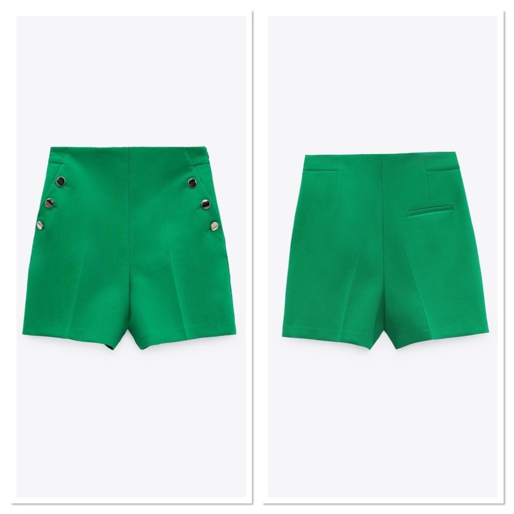 Zara Kelly Green High Waisted Shorts